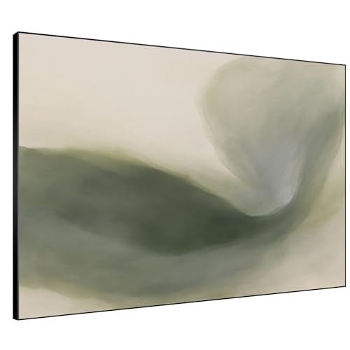 36"x46" Extra Large Framed Wall Art Abstract Green Swirl Soft Fluid Modern Illustration for Home Living Room Bedroom Decor