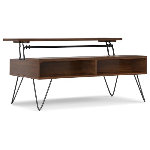 Hunter 48" Wide Walnut Veneer and Metal Coffee Table in Brown