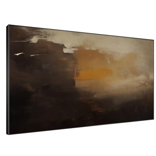46"x72" Extra Large Framed Wall Art Abstract Dark Horizon Moody Landscape Illustration for Home Living Room Bedroom Decor