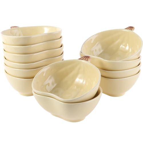 12 Pieces Fall Bowls Ceramic Pumpkin Bowl 6 Ounces Ramekins Small Pumpkin Shaped Bowls Dinnerware Decoration for Fall Thanksgiving Serving Dip (12 Count)
