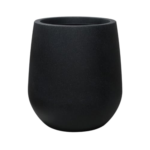 11.8" H Plastic Matte textured Black Planters with Drainage Holes and Plug