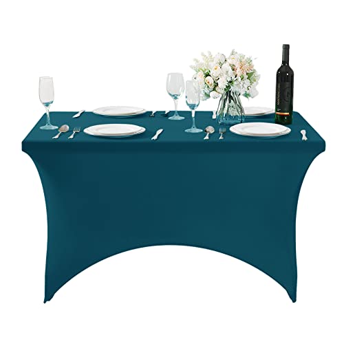 Spandex Table Cover for 4FT or 6ft or 8ft Table Universal Fitted Stretch Tablecloth for Party