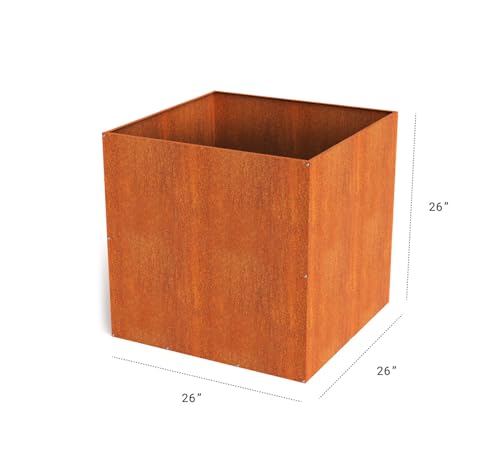 Corten Steel Cube Outdoor Planter Box