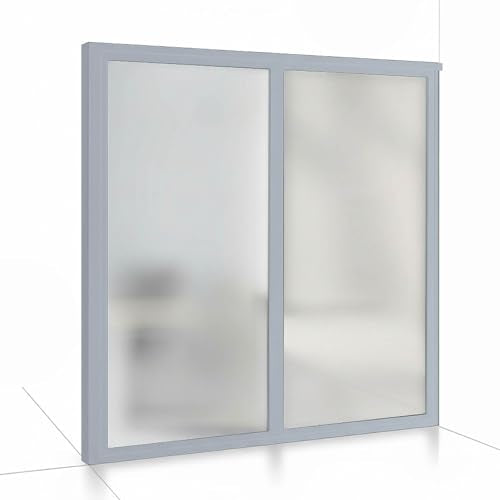 2 Panel Stationary Frosted Glass Partition Kit