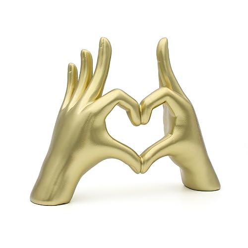 Gold Heart Hands Sculpture