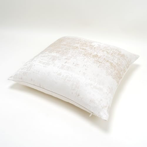 Cream Champagne Metallic Jacquard Pillow Covers 18x18 Pack of 2 Velvet Back Modern Glam Sofa Decor (2 Count)