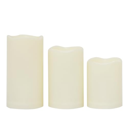 Outdoor Battery Operated Flameless LED Pillar Candles 3inx4 (3 Count)