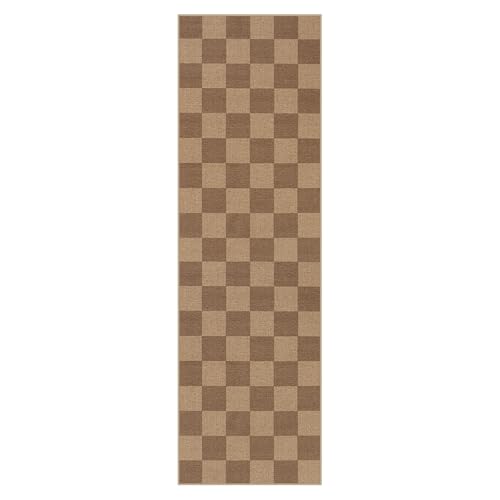 Checkered Easy Jute Kitchen Runner Rug