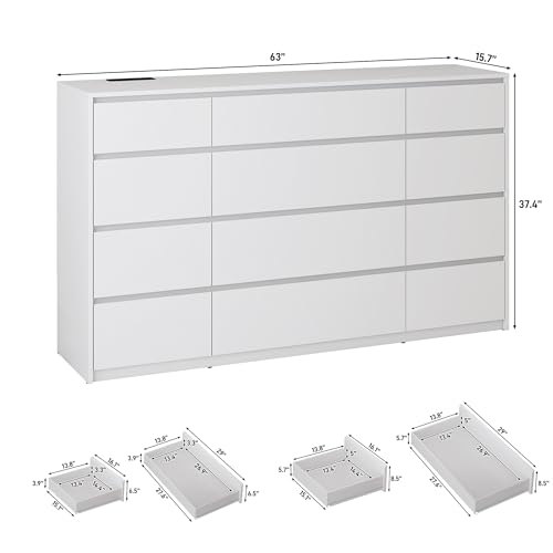 jiteentar White Malm Dresser for Bedroom