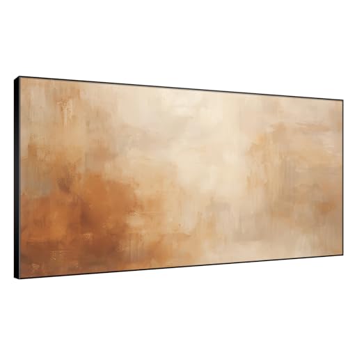 24"x46" Extra Large Framed Wall Art Beige Abstract Minimalist Neutral with Soft Brushstrokes Illustration for Home Living Room Bedroom Decor