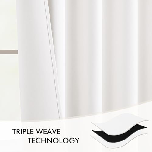Pure White Back Tab Blackout Curtains 52x72 Inches Long 2 Panels Set (2 Count)