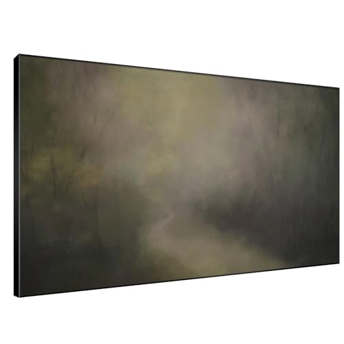 46"x72" Extra Large Framed Wall Art Muted Forest Path Soft Misty Woodland Scene Illustration for Home Living Room Bedroom Decor
