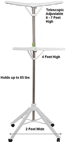Extra Capacity Garment & Clothes Drying Rack, Adjustable-Height, 120 Pieces of Clothes, Stainless Steel, 4 Caster Wheels - NestledHome