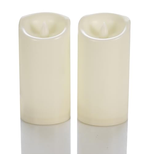 Outdoor Battery Operated Flameless LED Candles with Timer D3”xH6” 2 PCS (2 Count)