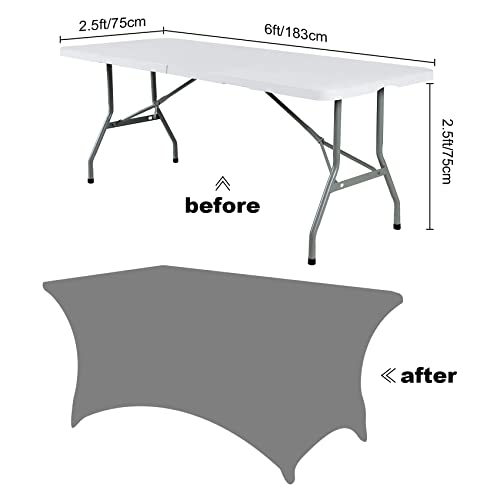 2Pack Waterproof Spandex Table Cover for 6FT Table Universal Fitted Stretch Tablecloth for Party (2 Count)