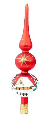 Christmas Tree Toppers Mouth Blown Finial Tree Topper Blown Glass Christmas Tree Topper Hand Decorated Made in Poland