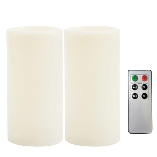 Outdoor Battery Operated Flameless LED Pillar Candles w (2 Count)