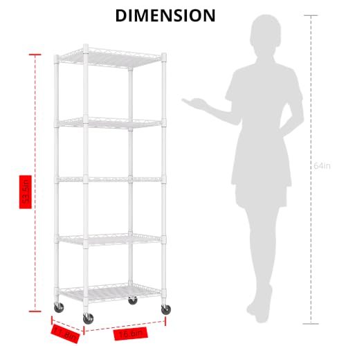 5 Wire Shelving Metal Storage Rack Adjustable Shelves
