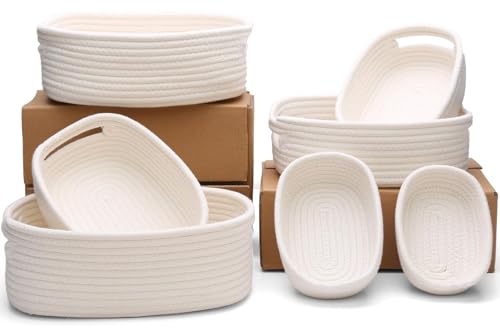 7 Piece Cotton Rope Woven Basket Set