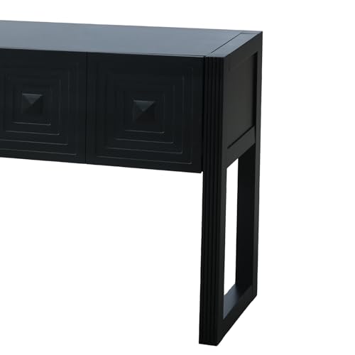 55" Carved Console Table with 3 Soft