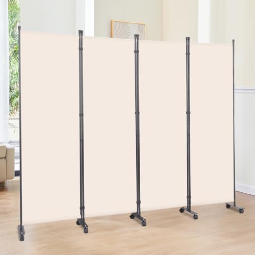 Room Divider 6FT 4 Panel Folding Wall Divider with Lockable Wheels (4 Count)