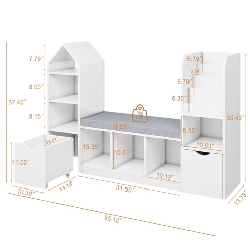 Kids Bookcase and Bookshelf with Reading Nook