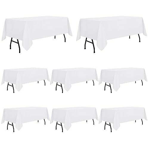 8 Pack White Rectangle Tablecloth (8 Count)