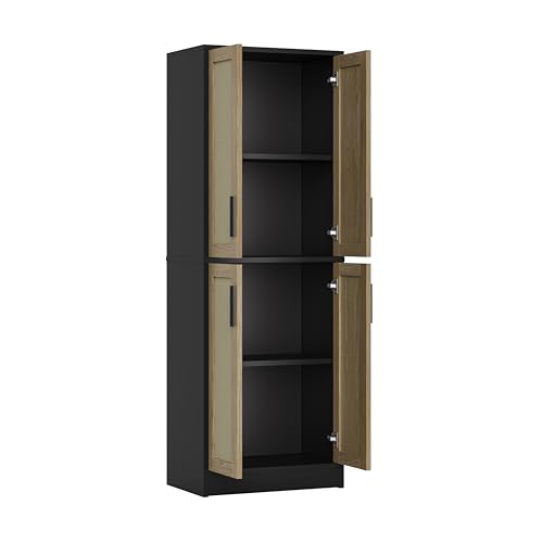 Pantry Kitchen Pantry Cabinet with 4 Doors and Adjustable Shelves