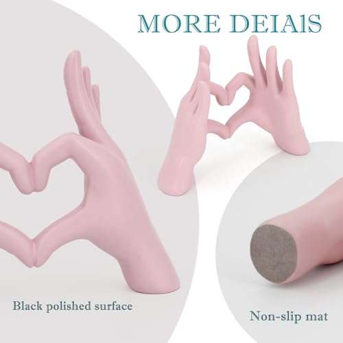 Pink Heart Hands Sculpture Decor