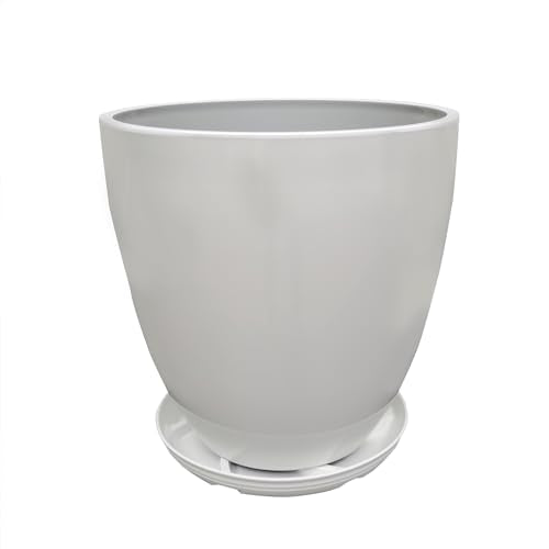9.8" Diameter 11" Tall White Plant Pots