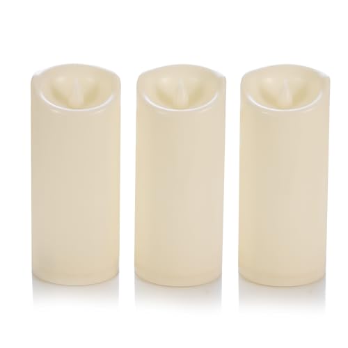 Outdoor Battery Operated Flameless LED Pillar Candles w (3 Count)