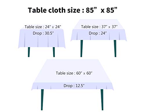 Small White Square Tablecloth 85x85 Inch for Restaurant