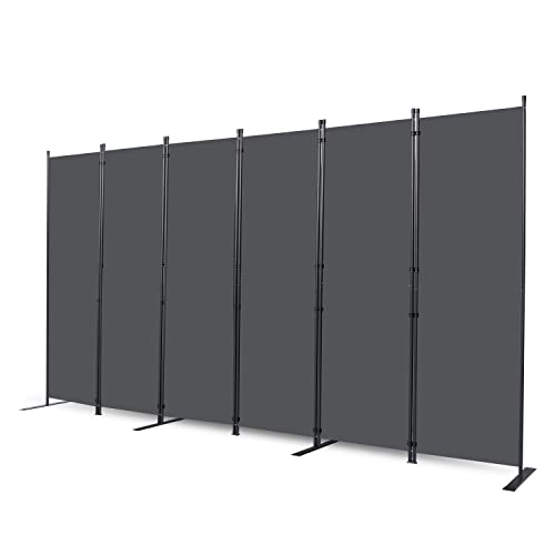 Room Divider 6 Panel Folding Privacy Screens with Wider Feet