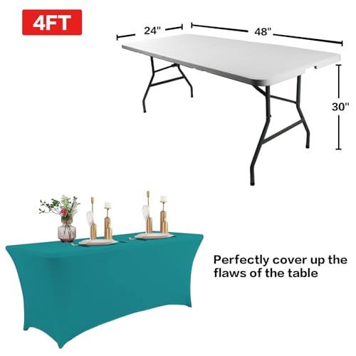 2 Pack 4FT Table Cloth for Rectangular Spandex Lake Blue Cover (2 Count)