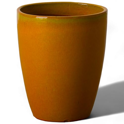Bullet 11.5 in. Bright Orange Ceramic Round Planter