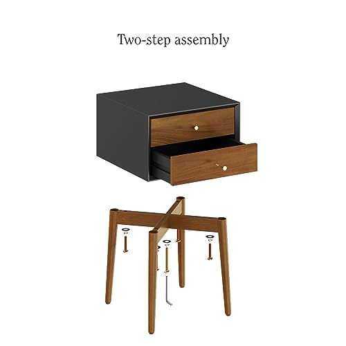 Harper Modern Nightstand Side Accent or End Table with Storage Drawer (2 Count)
