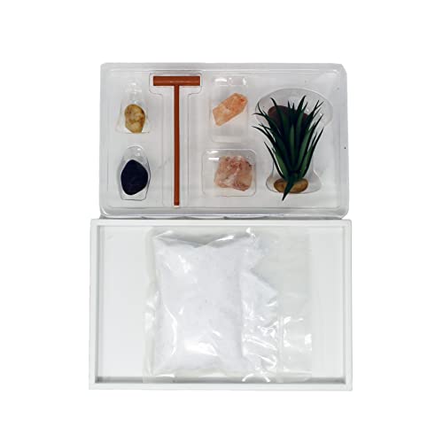 Mini Zen Garden Kit for Desk with White Sand
