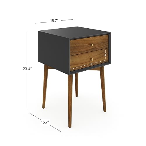 Harper Modern Nightstand Side Accent or End Table with Storage Drawer (2 Count)
