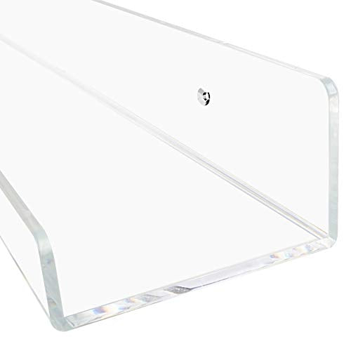 Clear Acrylic Shelves 15" Floating Wall Mount Ledge Display Bookshelf 6Pack (6 Count)