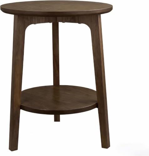 2 Tier Round Coffee Table Wood Nesting Side Table