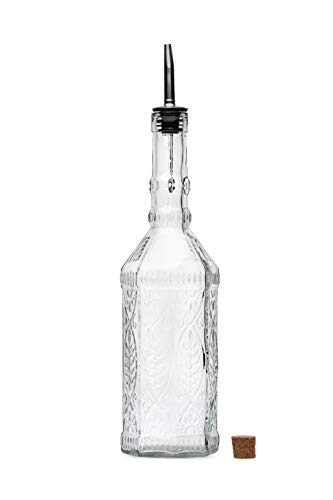 Large Clear Decorative Glass Bottle with Spout and Cork