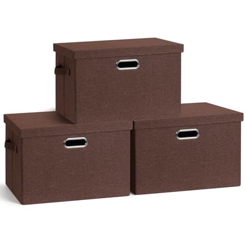 Storage Bins with Lids Fabric Closet Organizers Cubes Office Organization (3 Count)