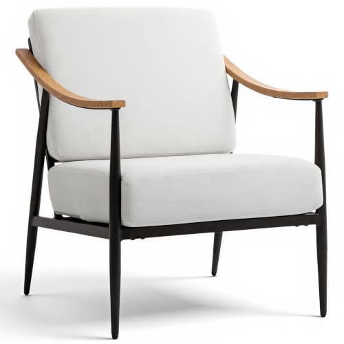 Modern Accent Chair for Living Room Bedroom Mid Century Arm Chair Upholstered Office Accent Chair Comfy Waiting Room Chair with Metal Frame