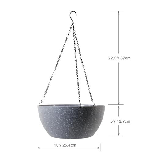 10 inch Hanging Planters for Outdoor Indoor Plants with Drainage Holes and Chain (2 Count)