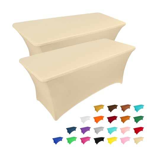 2 Pack 6FT Table Cloth for Rectangular Spandex Champagne Cover (2 Count)