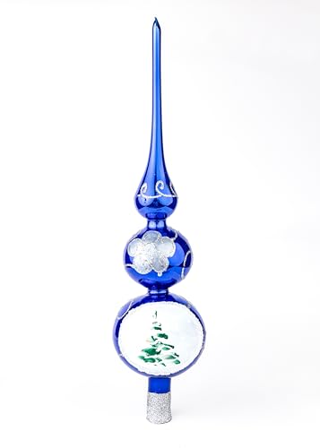 Finial Glass Tree Topper Mouth Blown Christmas Finial Tree Topper Christmas Tree Finials Hand Decorated Made in Poland