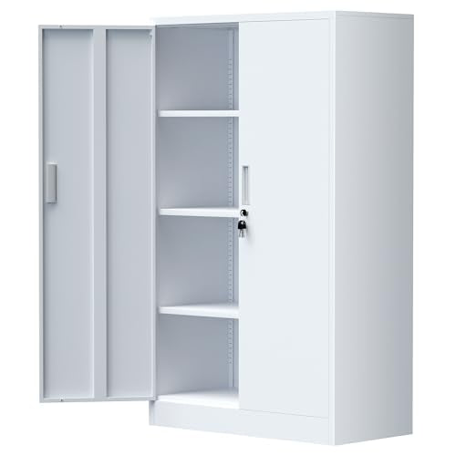 Metal Storage Cabinet with Locking Doors and Adjustable Shelves
