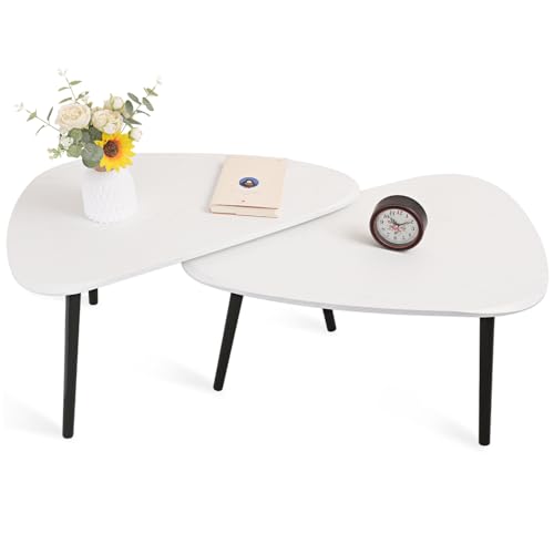 Nesting Triangle Coffee Table End Tables Set of 2 for Living Room Bedroom (2 Count)