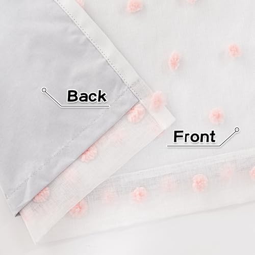 Pink Pom Pom Blackout Curtains for Girls Bedroom 63 Inch Long 100% Blackout Curtains for Kids Room 2 Panels Room Darkening Small Window Treatment Grommet 2 Layered Drapes Toddler 50W x 63L (2 Count)