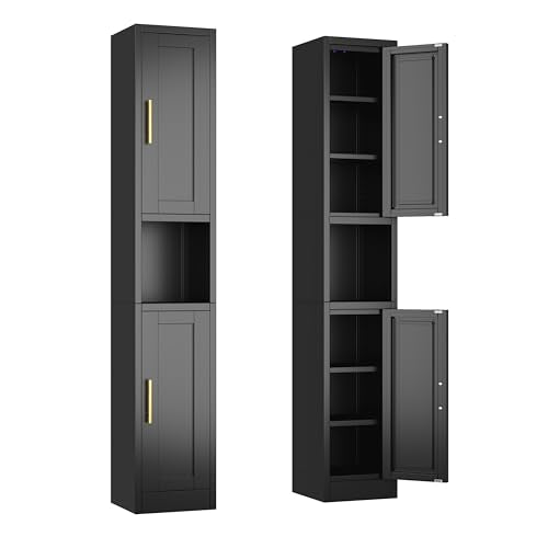 Tall Narrow Storage Cabinet 66.93" H Tall Bathroom Cabinets Metal Pantry Cabinet
